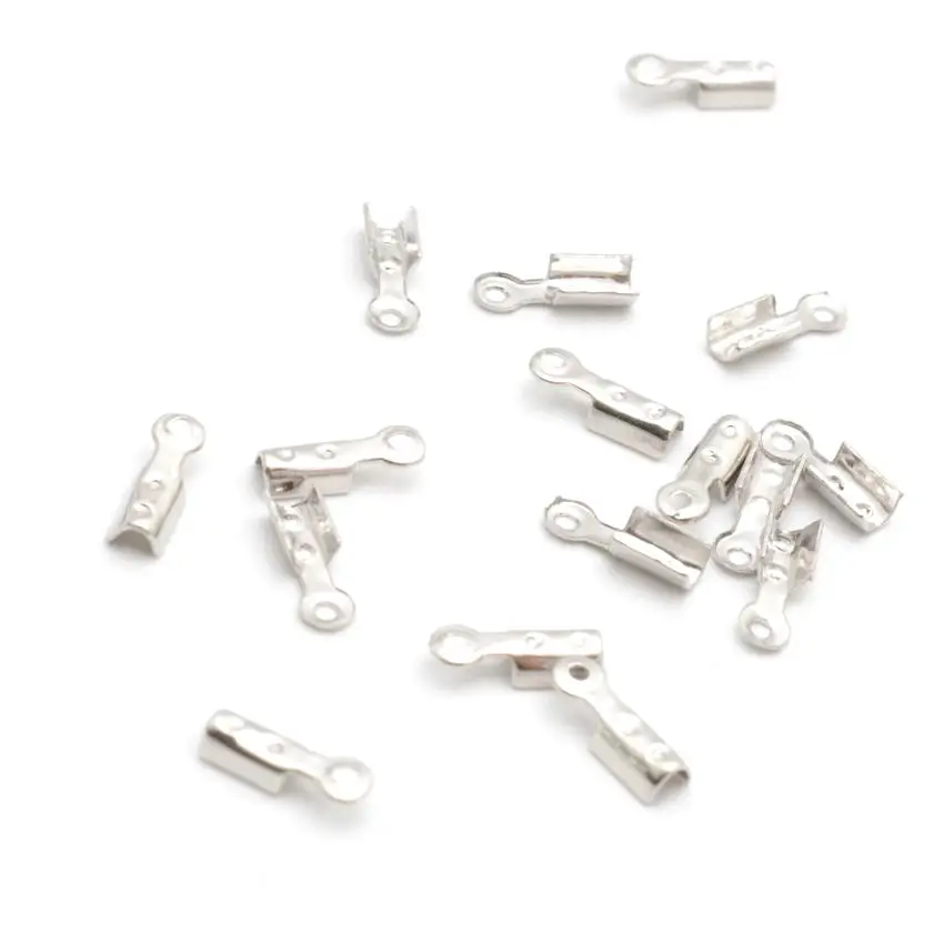 Jewelry Findings Diy 8*3mm Small Cord End Tip Fold Over Clasp Crimp Bead Connector DIY Jewelry Making