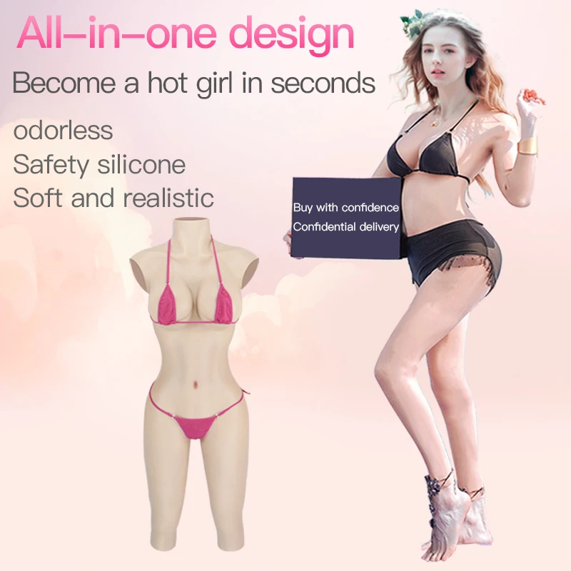 ONEFENG TD  Silicone Boobs Meme Vagina Body Suit for Crossdresser Drag Queen Breast Form Buttocks Pad Breast Plate Fake Pussy