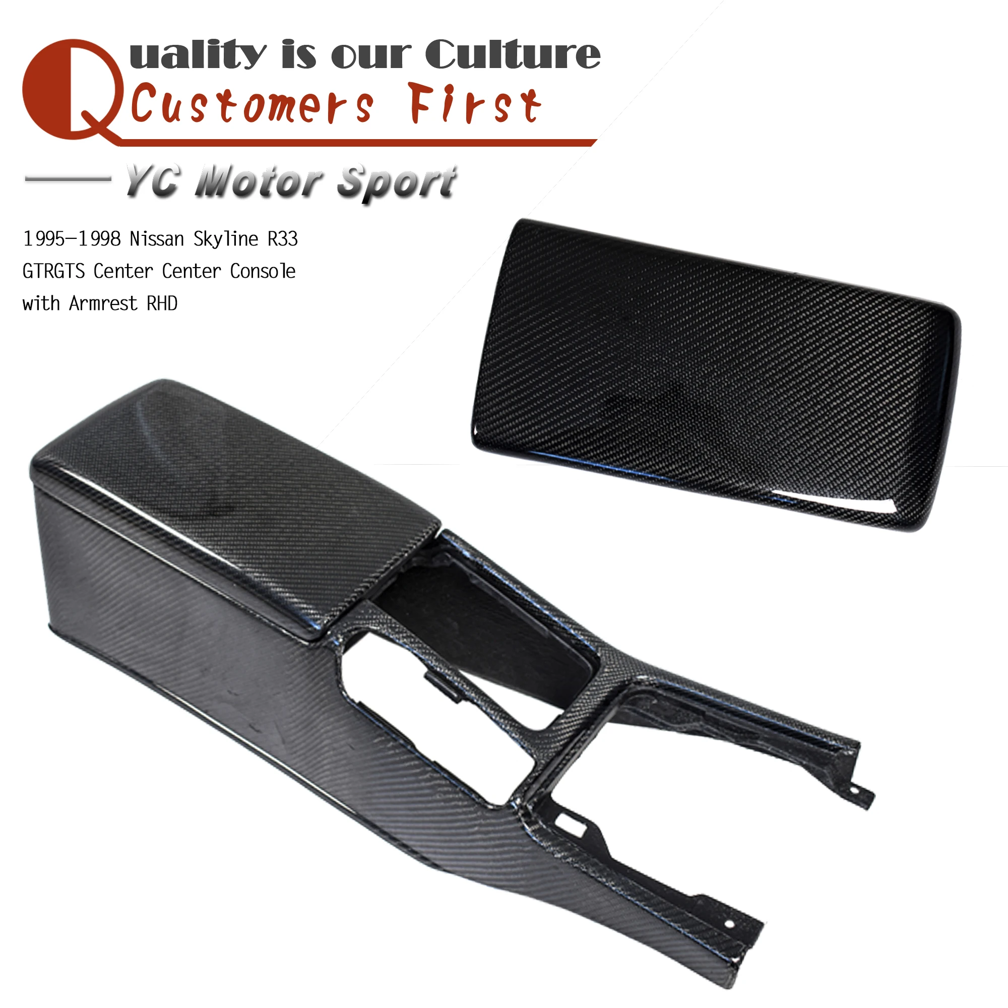 

Car Accessories Carbon Fiber GTR GTS Style Center Console With Armrest RHD Fit For 1995-1998 Skyline R33 GTR GTS Car Stying