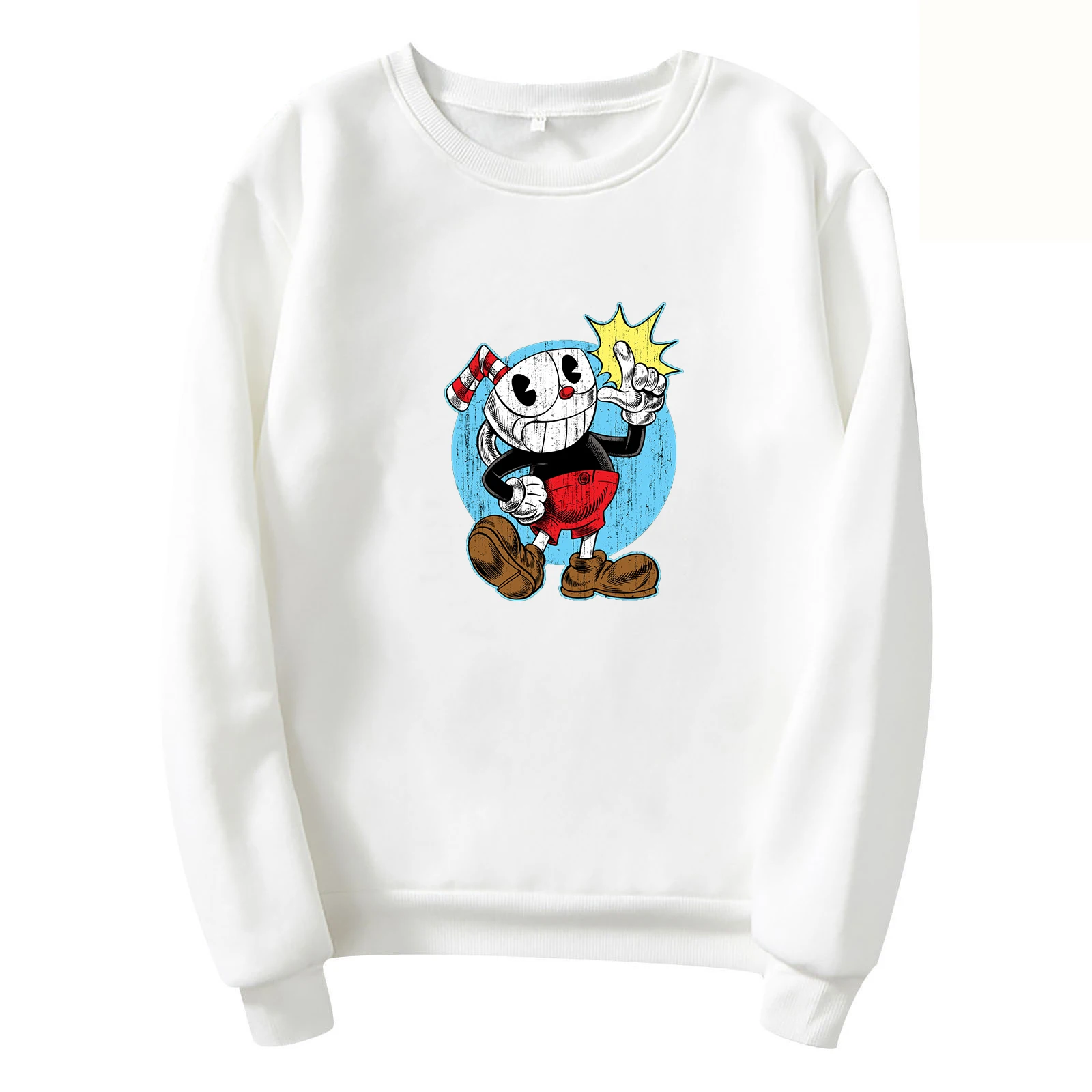 Cuphead-Sudadera holgada de algodón para hombre y mujer, jersey de manga larga con cuello redondo, estilo Hip Hop, Unisex