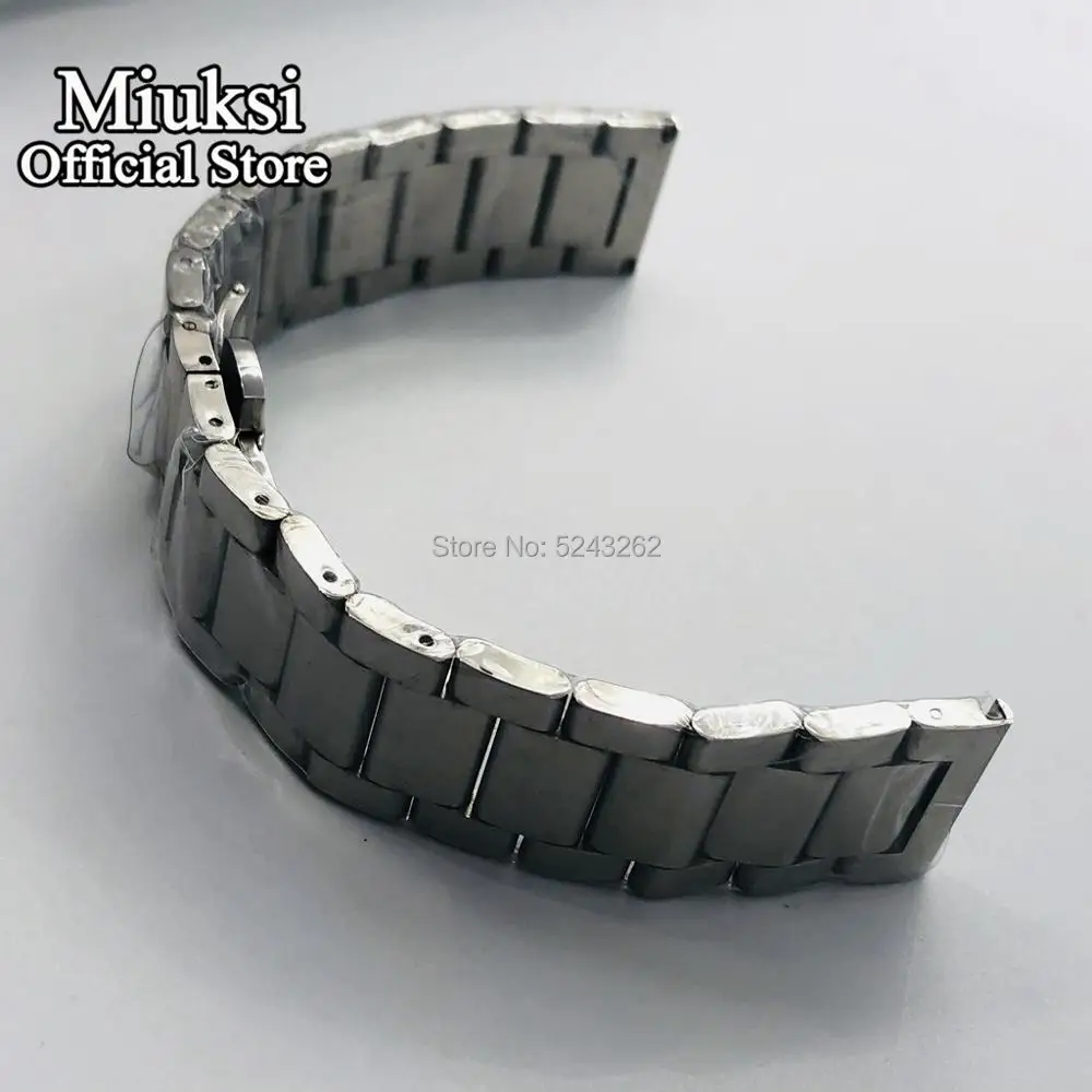 Miuksi 22mm solid 316L stainless steel strap butterfly buckle steel strip bracelet mens watchbands