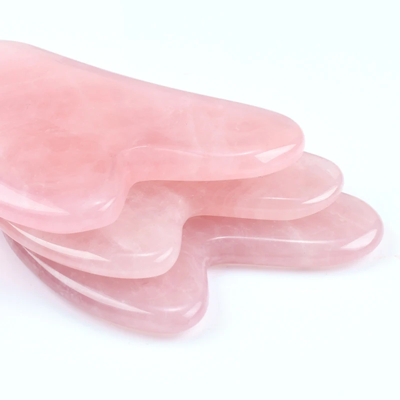 1 pz giada naturale Gua Sha raschietto bordo massaggio quarzo rosa giada pietra Guasha per viso collo pelle Lifting rimozione rughe