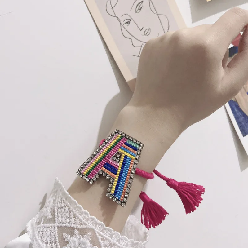 New Ladies New Embroidery Braided Bracelet Adjustable Crystal 26 Letter Bracelet Multi-layer Fashion Bracelet Women Wholesale