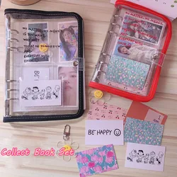 SKYSONIC A5 A6 Journal Notebook Set & Photo Collect Book Set Glitter Transparent English Cover Photo Album Notebooks Supplies