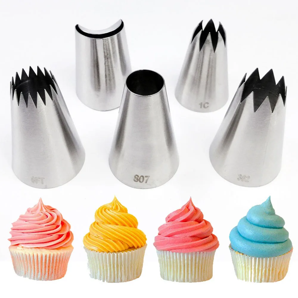 5Pcs/set Cream Nozzles Pastry Socket Extra Large Cupcake Paper Cups Cake Decorating Tools for Pastry Piping Bag Baking