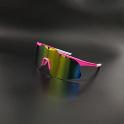 UV400 occhiali da ciclismo senza montatura uomo donna Sport Running occhiali da pesca occhiali da sole da bicicletta MTB lenti rosa occhiali da bici da strada ragazza