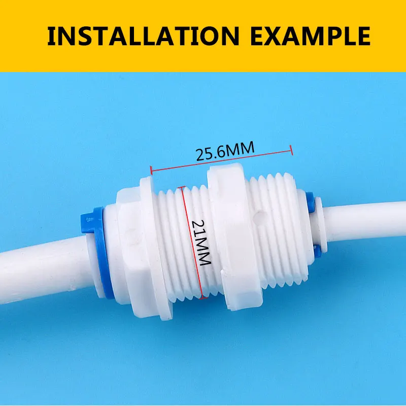 3/8 "(9.5มม.) หลอด-1/4" ODท่อPEท่อตรงBulkhead Fittings Quick Connector Divisionแผ่นROน้ำเส้นผ่านศูนย์กลางเปลี่ยน