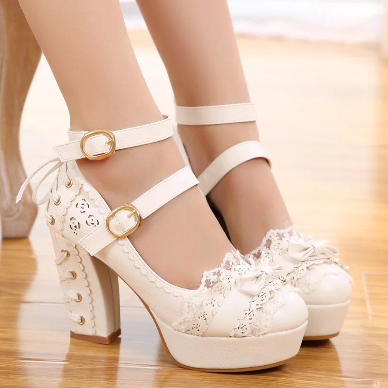 Female spring anime cosplay lolita shoes women heeled shoes Sweet high heels Princess platform shoes