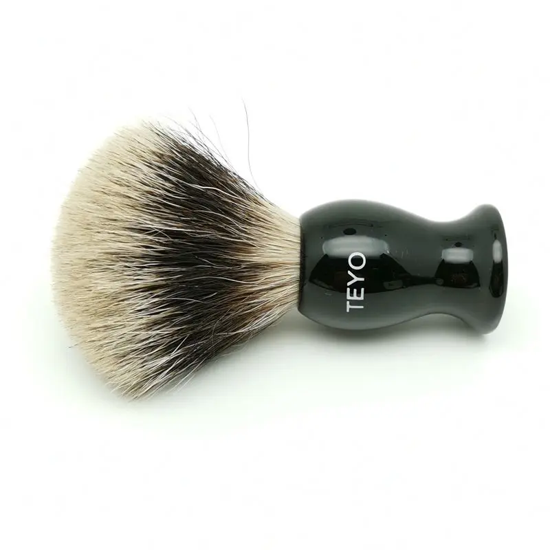 TEYO Two Band Fine Badger Hair Shaving Brush of Resin Handle Perfect for Wet Shave Cream Safety Double Edge Razor Removel Tool