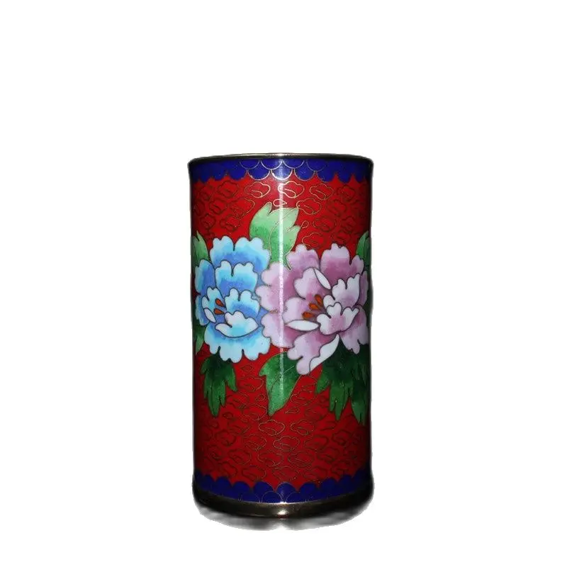 

Chinese Old Craft Cloisonne Painted Pen Holder Storage Tube Decoration