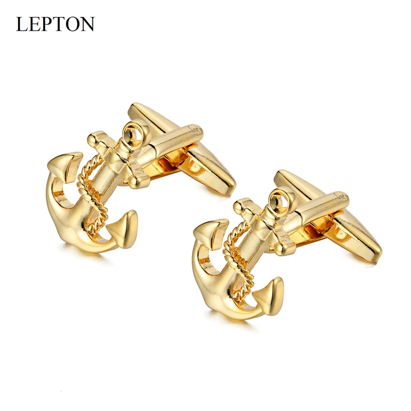 Lepton Anchor Cufflinks For Men Shirt Cuffs Cuff Links High quality Classic Nautical Anchor USN Navy Cufflink Relojes Gemelos