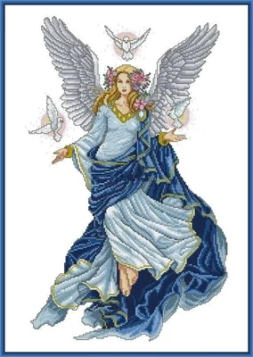 

DIY Embroidery Needlework Sets, Blue Fairy, Counted Cross Stitch Kits, 11CT, 14CT, 18CT, 23.