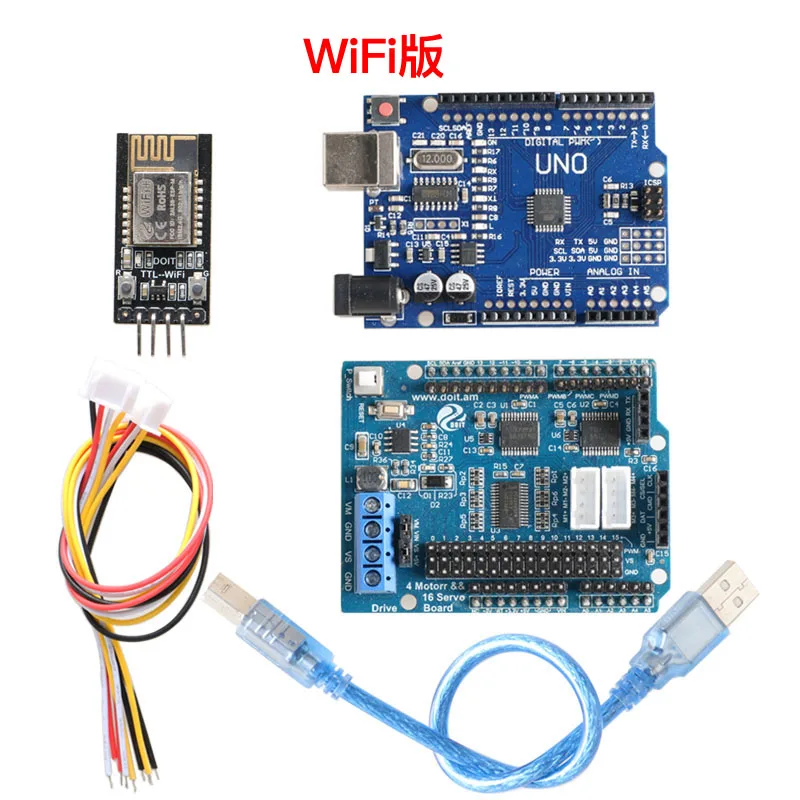 SZDOIT 조립되지 않은 와이파이 제어 4축 로봇 암 그리퍼 포함 조립되지 않은 4DOF RC 로봇 프레임 MG90 서보 DIY 아두이노 학습용