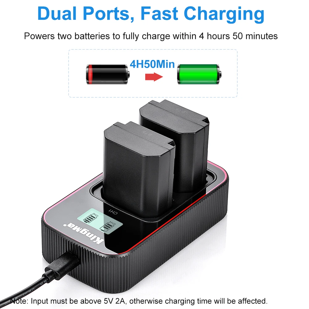 KingMa NP-FZ100 bateria LCD podwójna ładowarka USB zestaw do Sony A7C A7S3 A7R5 A7R3 A7M4 A7M3 A7RM4 A7RM3 A9 A9M2 A6600 kamera NP FZ100
