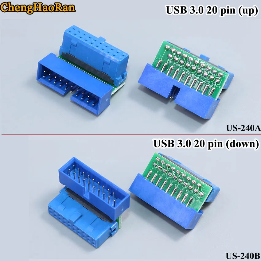 

ChengHaoRan 1pcs USB 3.0 20-pin female connector wire-type up-down motherboard right-angle converter steering head 90 degrees