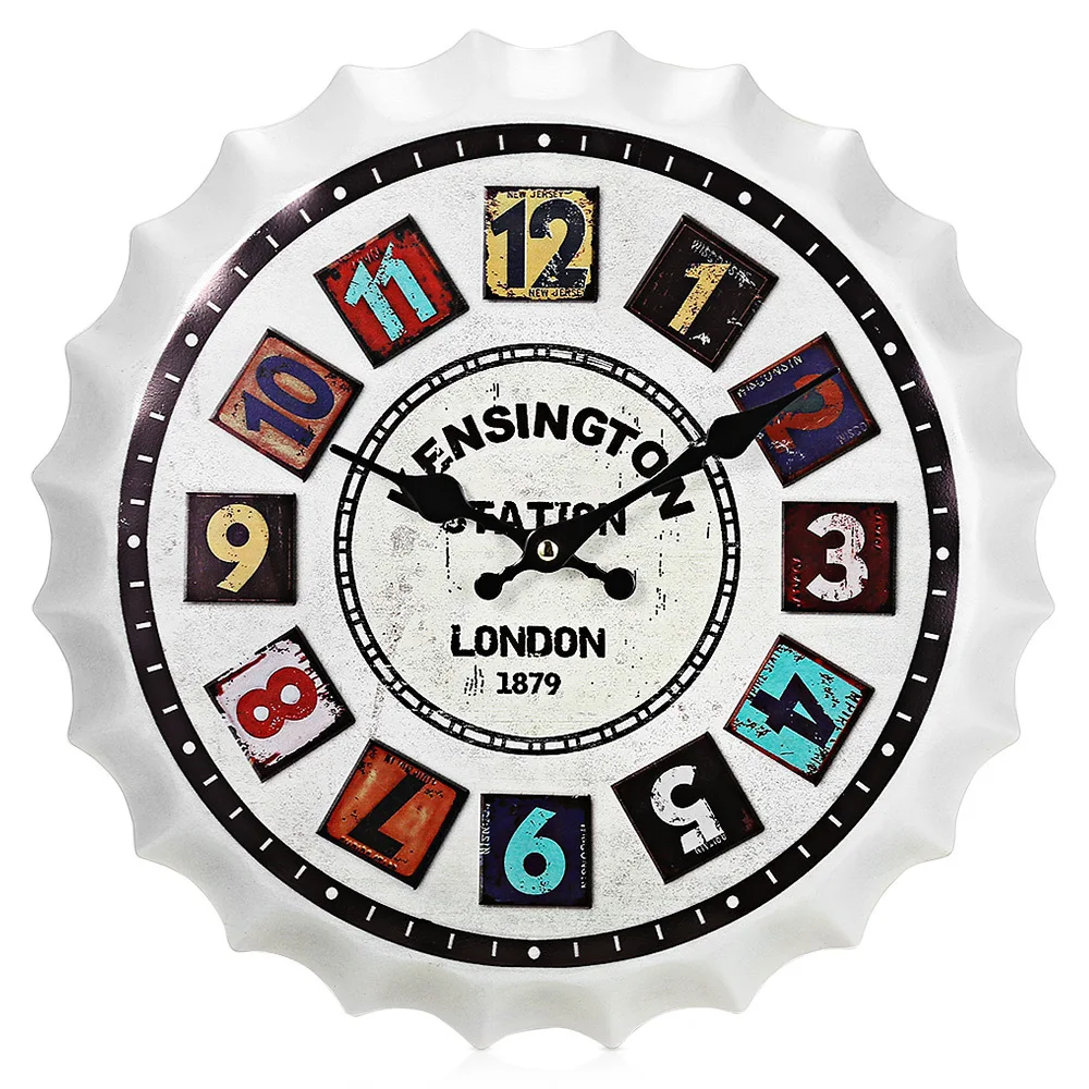 

Vintage Beer Lid Watch Wall Decoration Creative Home Living Room Wall Loft Bar Wall Hanging Cool Clock