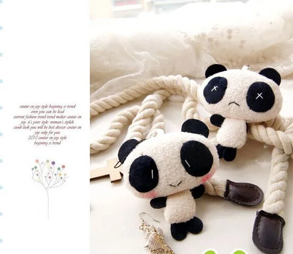 Super Kawaii 8CM Lover Panda Small Plush Stuffed Toy Doll Pendant Key Chain Doll Bouquet Plush Doll Toy L0051