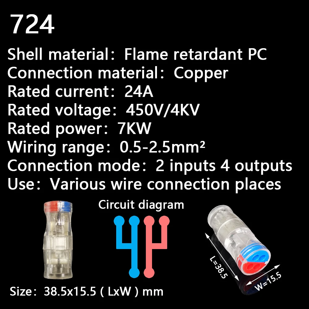 Mini Snelle Wire Cable Connectors Universele Compact Dirigent Lente Splicing Bedrading Connector Push-In Terminal Block 724/736