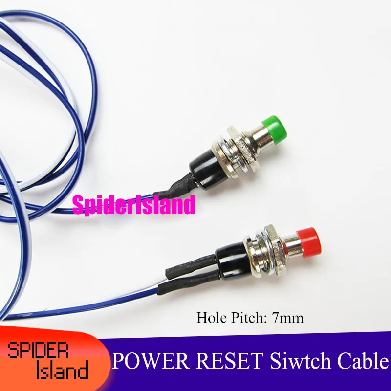 

7MM Button Pitch Hole DIY Chassis Switch Reset / Restart Cable 50cm Multi-color Power Blue Reset cable for Company Studio