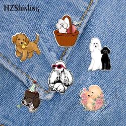 2021 New Poodle Dog Acrylic Lapel Pin Animal Epoxy Butterfly Clasp Pin Handmade Butterfly Brooch