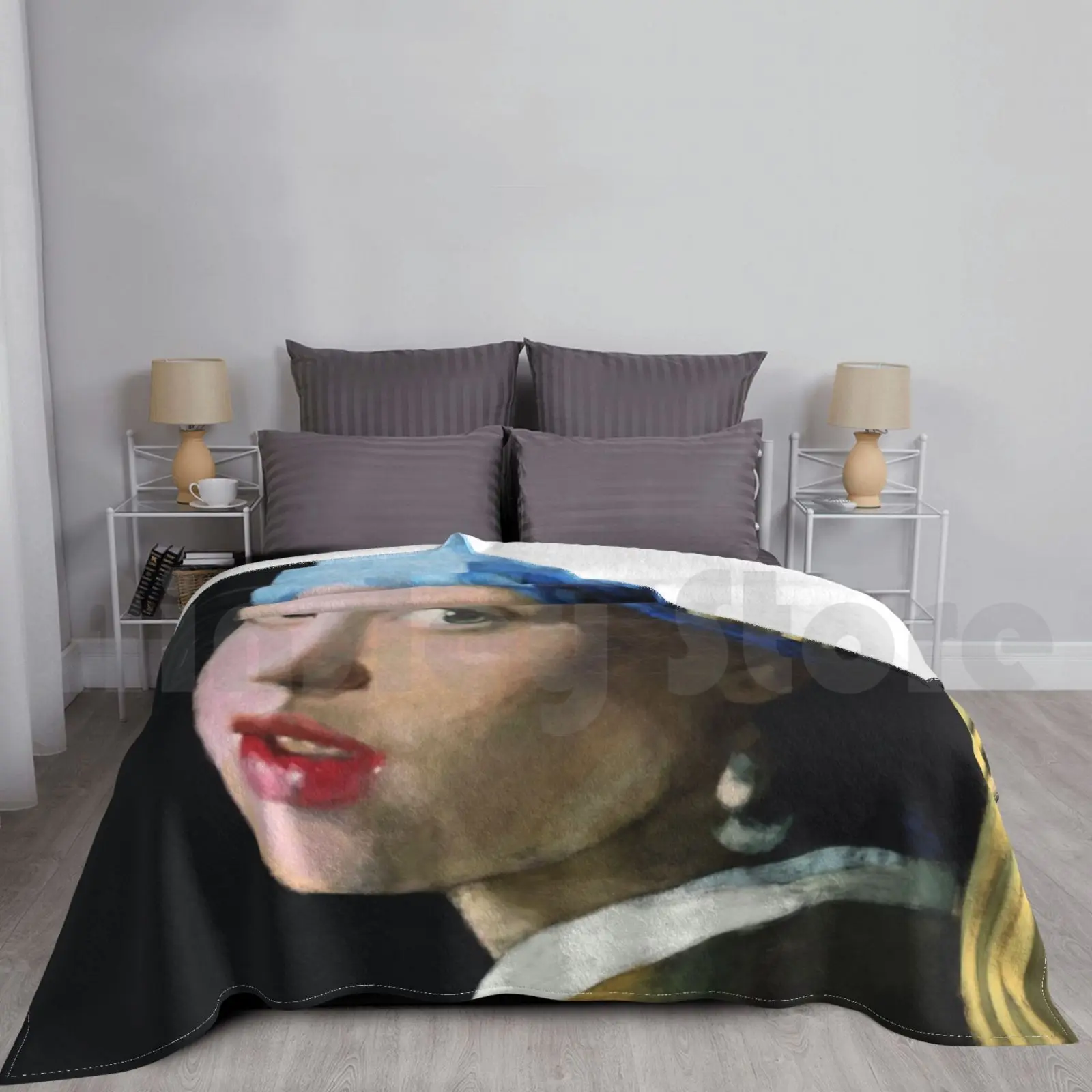 Girl With A Pearl Earring Blanket For Sofa Bed Travel Johannes Vermeer Vermeer Girl With A Pearl Earring Ear