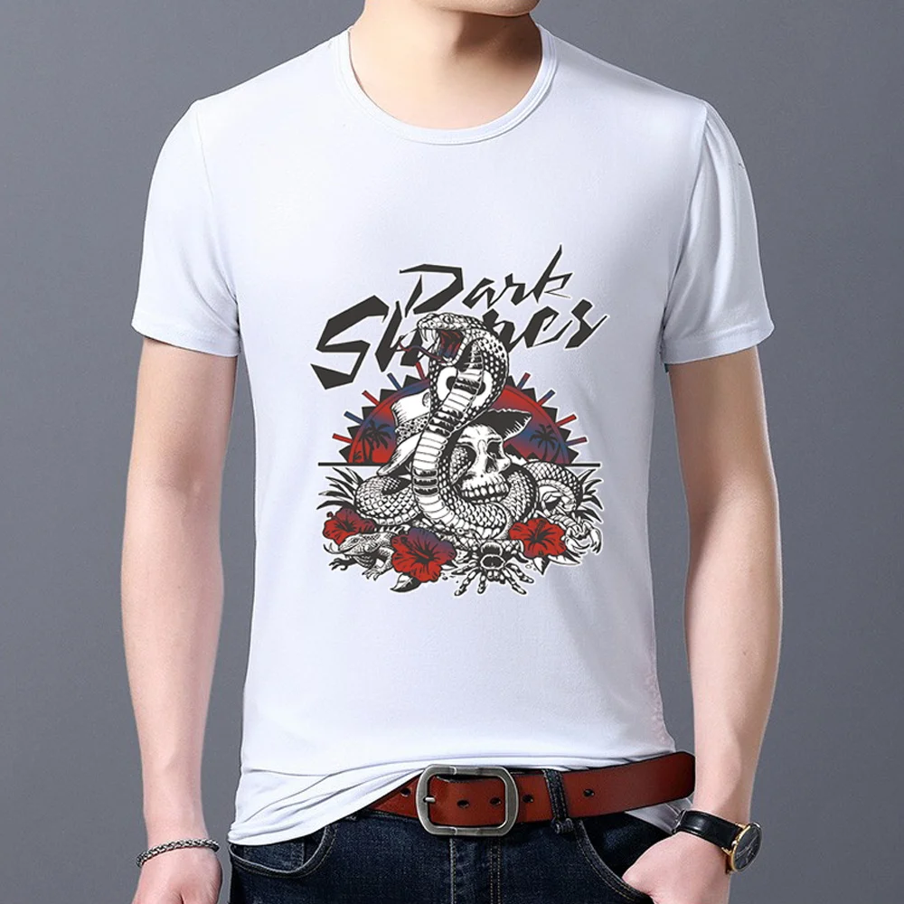 

New Fashion Men's Classic T-shirt Cartoon O-neck Ferocious Cobra Series Top Print Youth Casual Comfortable Soft Short Sleeves