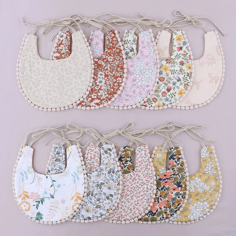 1pc 양면 꽃 빈티지 베이비 Bibs 아기 술 타액 타월 신생아 먹이 Burp Cloth Bandana 스카프 Baby Girls Shower