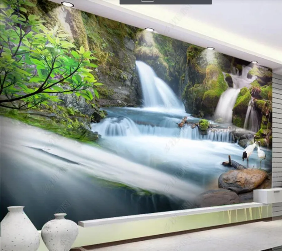 

Papel de parede Water Flow Makes Money Waterfall 3d wallpaper mural,iving room tv wall bedroom wall papers home decor