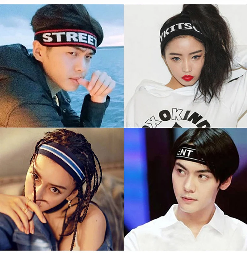 Korean Sports Letter Elastic Hairband Love Letter Hairband Antiperspirant Belt Sport Headband Headband for Women Men Head Band