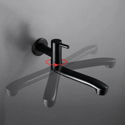 Swivel 360 Degree Rotation Kitchen Faucet Black Stainless Steel Kitchen Sink Faucet Cold Water Faucet Tap Wall Mounted Pool Tap
