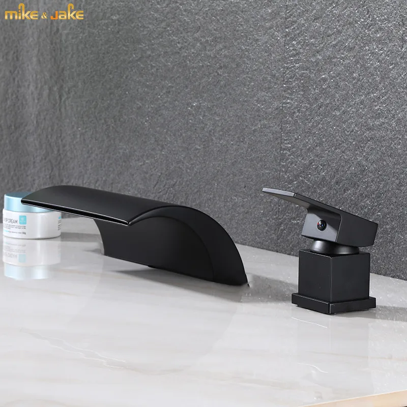 

Black widespread bathroom tap black waterfall faucet sink faucet mixer tap waterfall black basin golden mixer tap