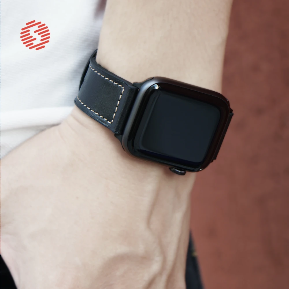 Shengone pulseira de couro e silicone macio para apple watch, da moda para apple watch séries 5 4 40 44mm, pulseira de substituição para relógio 3 2 1 38 42mm