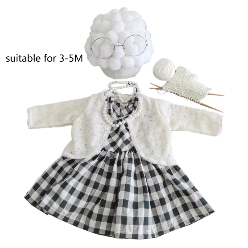 Newborn Photography Props Costume Infant Baby Girls Cosplay Grandma Clothes Photo Shooting Hat Outfits