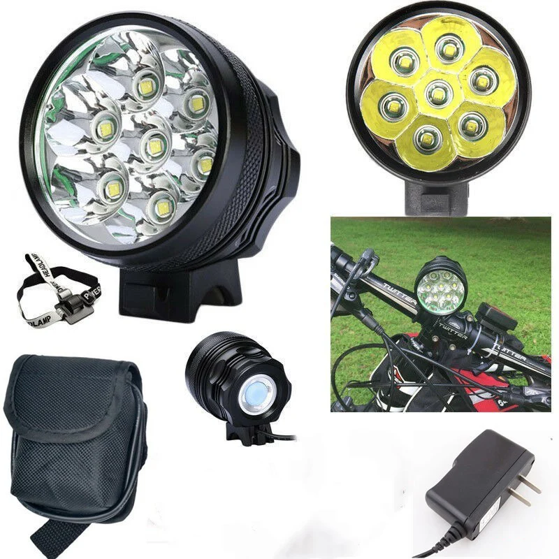 9800 Lumen 7 * T6 Fiets Front Light Set Met Accu Ultra Helderheid Fiets Stuur Mount Night Fietsen Led lamp BC0544