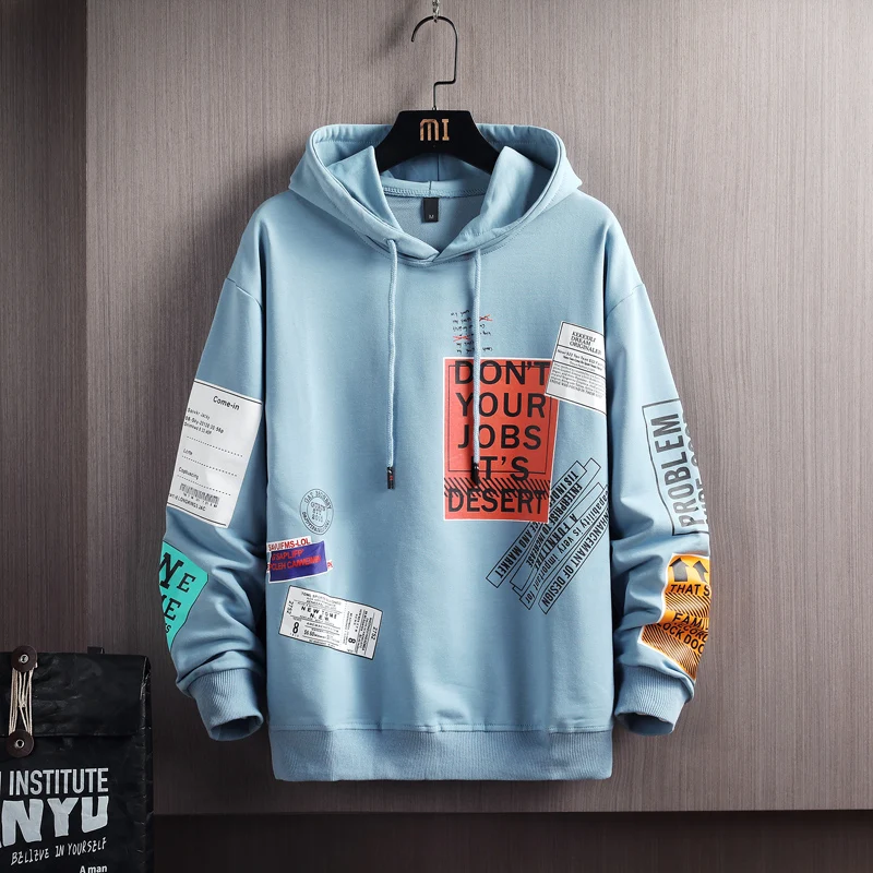 Fashion 2024 Spring Autumn Men's Cotton Hoodies Casual Hooded Sweatshirts Youth Hip Hop Streetwear Pullover Tops Hoody Clothing
