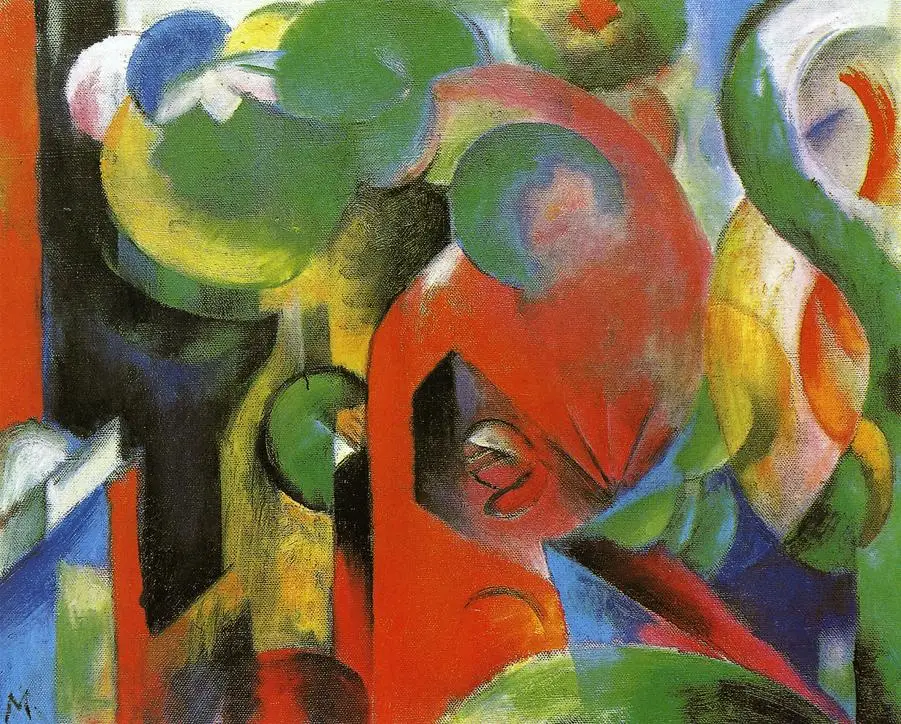 100% handmade Oil Painting reproduction on linen canvas,Small composition iii by Franz Marc,Free Shipping,High Quality