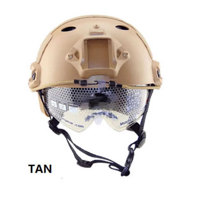 Tactical Fast Helmet PJ Cover with Goggles Paintball Hunting Jumping Protective Lightweight Helmet Face Mask