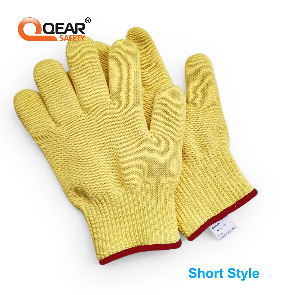 Guantes de hilo de aramida de punto, protectores de muñeca largos y cortos, resistentes al calor, para sujetar platos calientes, horno y moldes