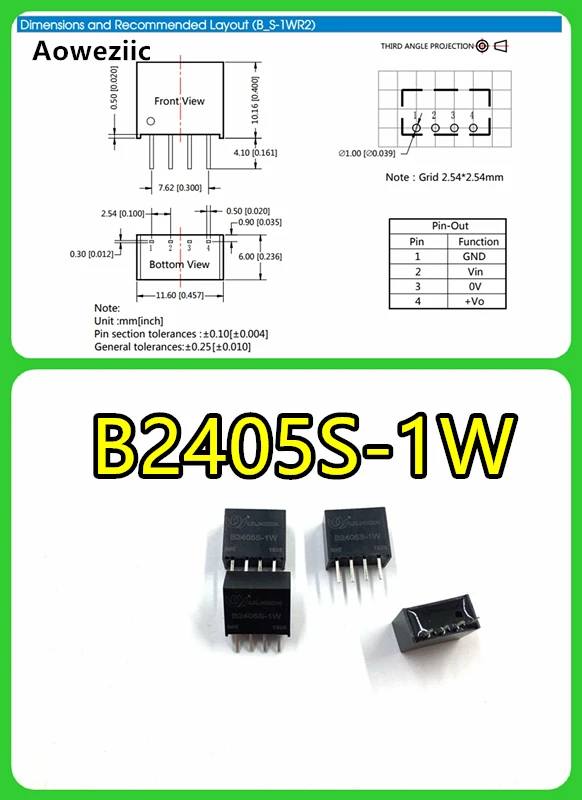 2Pcs B2405S-1W B2405S B2405 DC-DC modules SIP4 24 v to 5 v isolated DC/DC power supply module New original