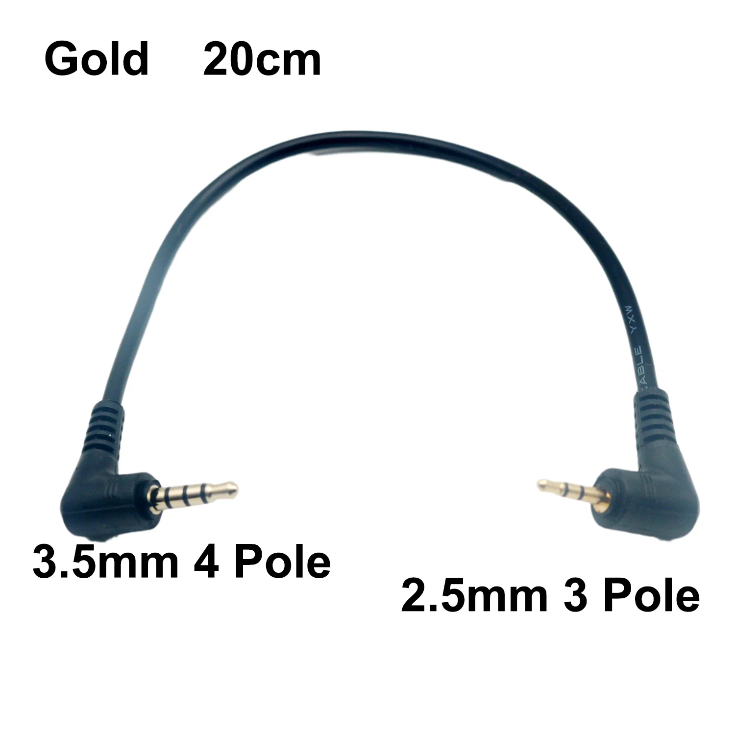 1pc 90 Degree Right Angle 3.5mm 4 Pole Male to 2.5mm 3 Pole Male Headset Stereo Audio Aux Extender Adapter Jack Cable 20cm
