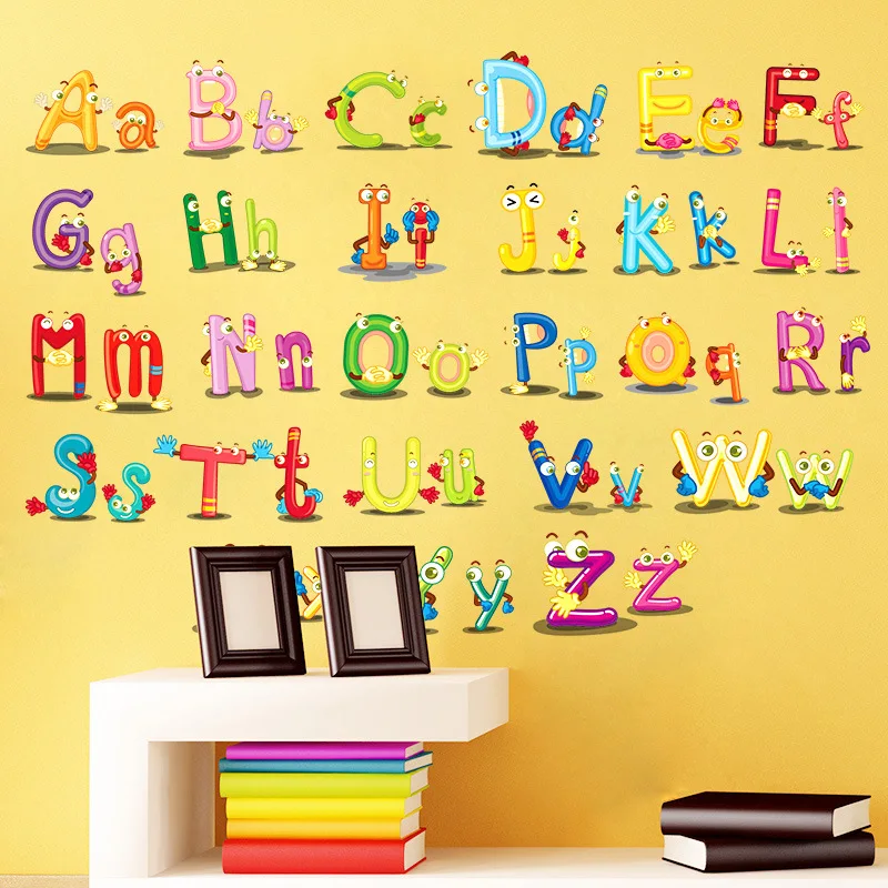 Puzzle Early Education Paste 26 English Alphabet Wall Sticker For Kids Rooms cartoon Art bedroom Wall Background Decal