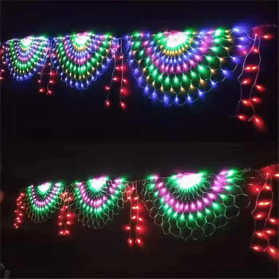 Guirnalda de luces Led de malla de pavo real para decoración de Patio y jardín, guirnalda de luces de hadas al aire libre con enchufe europeo y