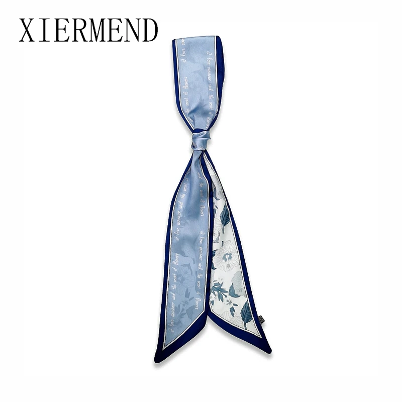 2021 spring new summer small shirt long ribbon silk scarves Korea belt with small scarf women skinny scarf