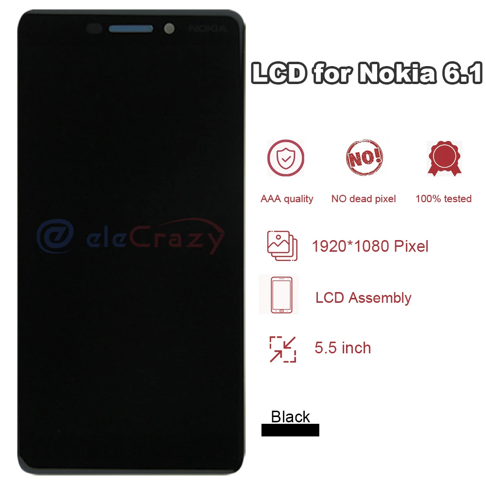 for original Nokia 6 2018 Nokia 6.1 LCD TA-1043 TA-1045 Display touch screen digitizer Assembly Replacement 100% Tested