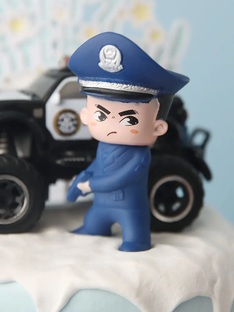 Police Cake Toppers Policewoman Male Policeman Plane Handcuffs Call Machine Decoration Happy Birthday Party Kids Boy Girl