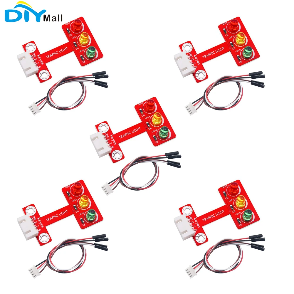 

5pcs Keyes brick Red Green Light Module DC 3.3-5V (Pad hole) With 2.54mm Anti-reverse Plug White Terminal