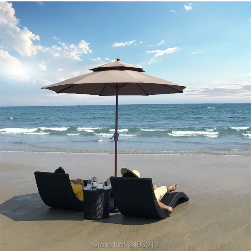 aluminu frame Rattan Sun Lounger beach chair S shape For Pool / Garden / Beach -all weather ant rust waterproof customized color