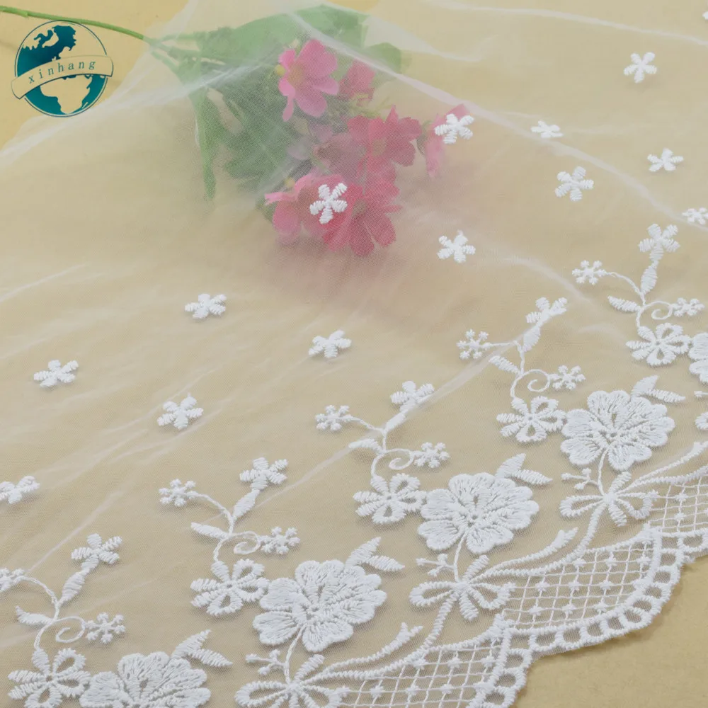 30cm Width White Lace Cotton Embroidery French Lace Edge Ribbon Fabric Guipure Diy Trims Warp Knitting Sewing Accessories#4177