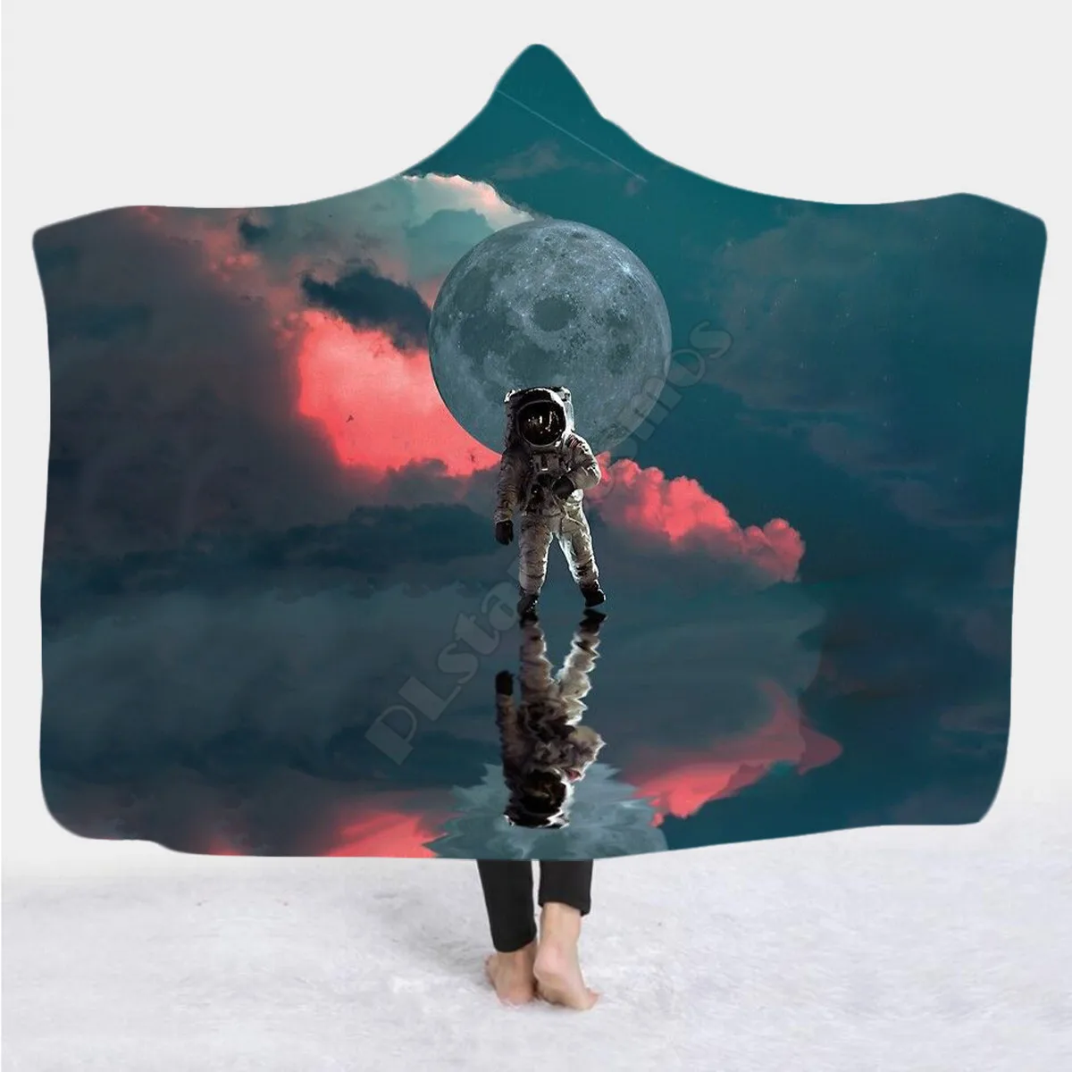 

Galaxy astronaut Hooded Blanket 3D All Over Printed Wearable Blanket for Men and Women Adults Kids Fleece blanket 03