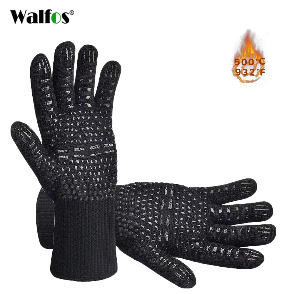 WALFOS Extreme Heat Resistant BBQ Gloves Grill Gloves Cooking Glove Oven Mitt For Kitchen Baking Tools